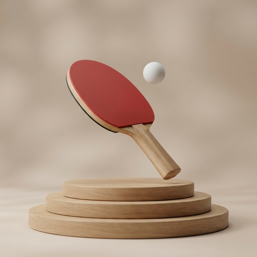 Table Tennis Racket and Ball 3D Render